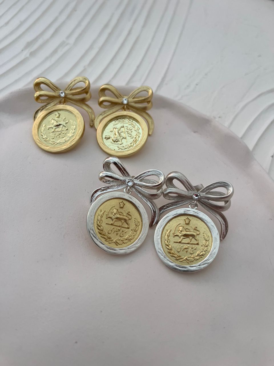 گوشواره زنانه طرح سکه پهلوی طلایی